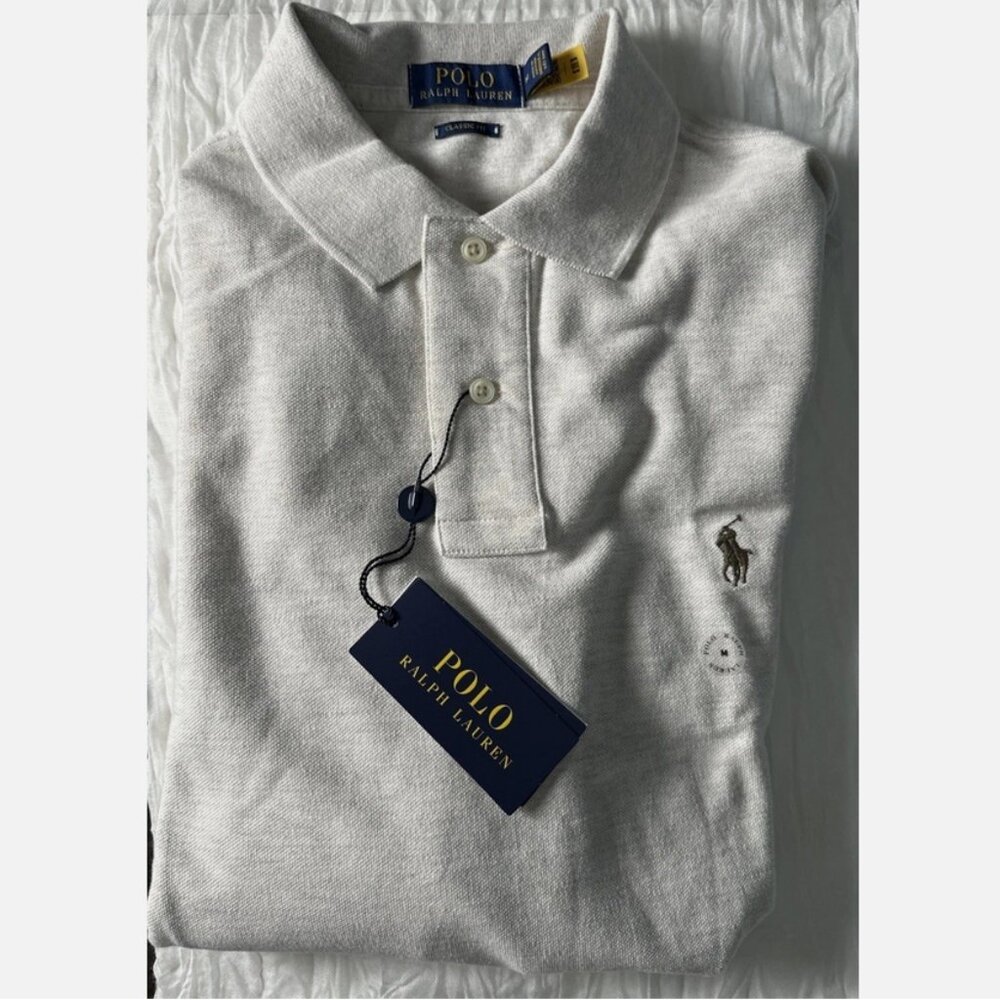 Polo Ralph Lauren Men’s Medium Classic Fit Long Sleeve Mesh Heather Gray NWT